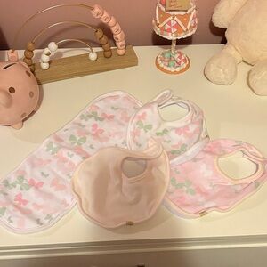 Charming Pink and Cream Baby Bib Set